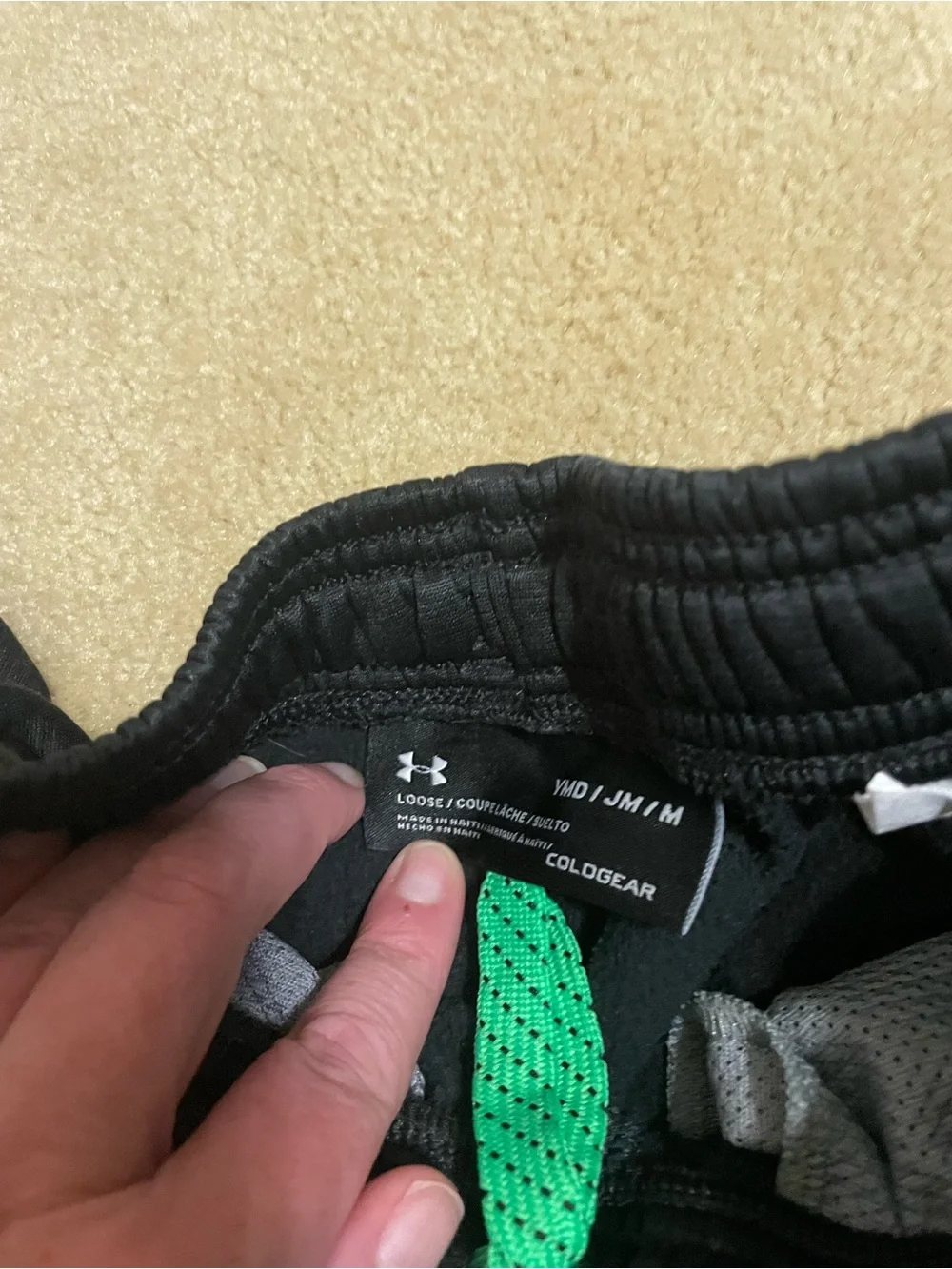 Under Armour Kids Black & Gray Sweatpants with Green Logo